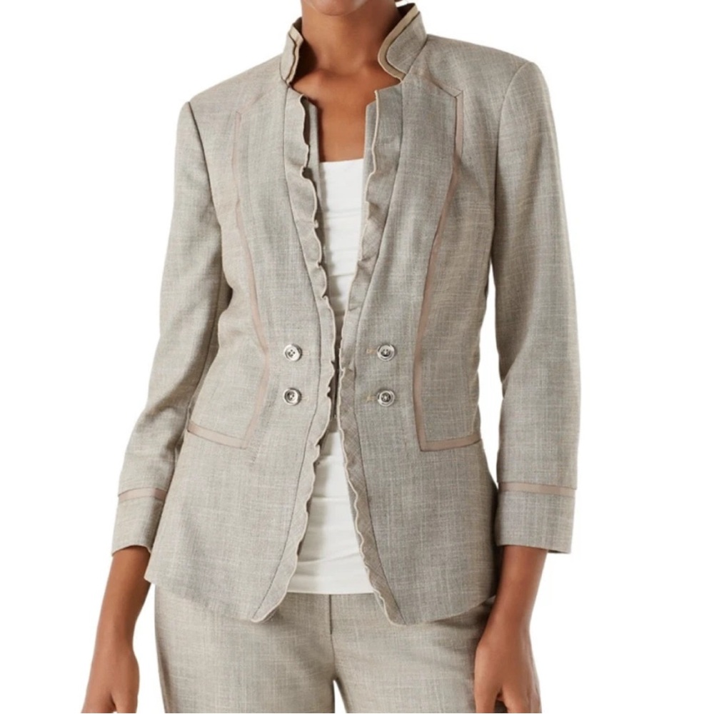White House Black Market Gray Ruffle Blazer – Size 8 - Picture 6 of 8
